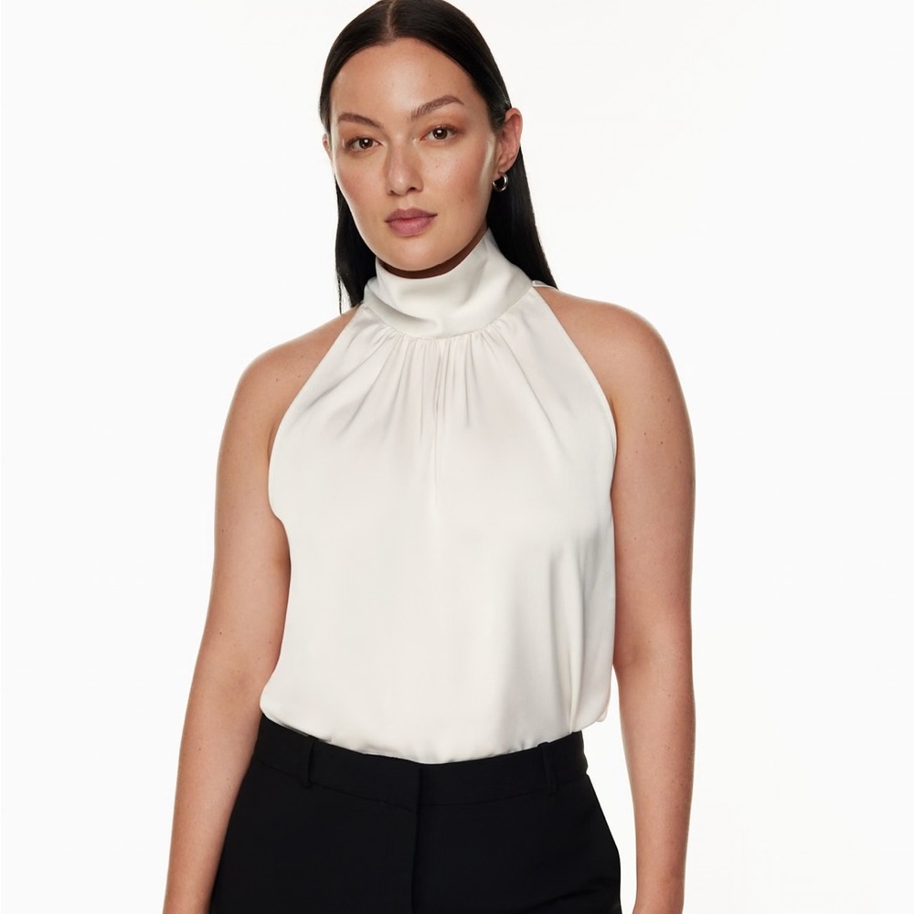 NWT Aritzia Vitae satin halter top in Ice Blue (Size S)